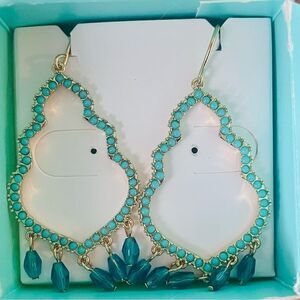 NWT Origami Owl Teal & Gold Beaded Dangle Earrings